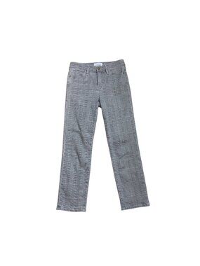 Frame Le High Straight Washed Plaid Pants Size 26 Gray Cotton Blend